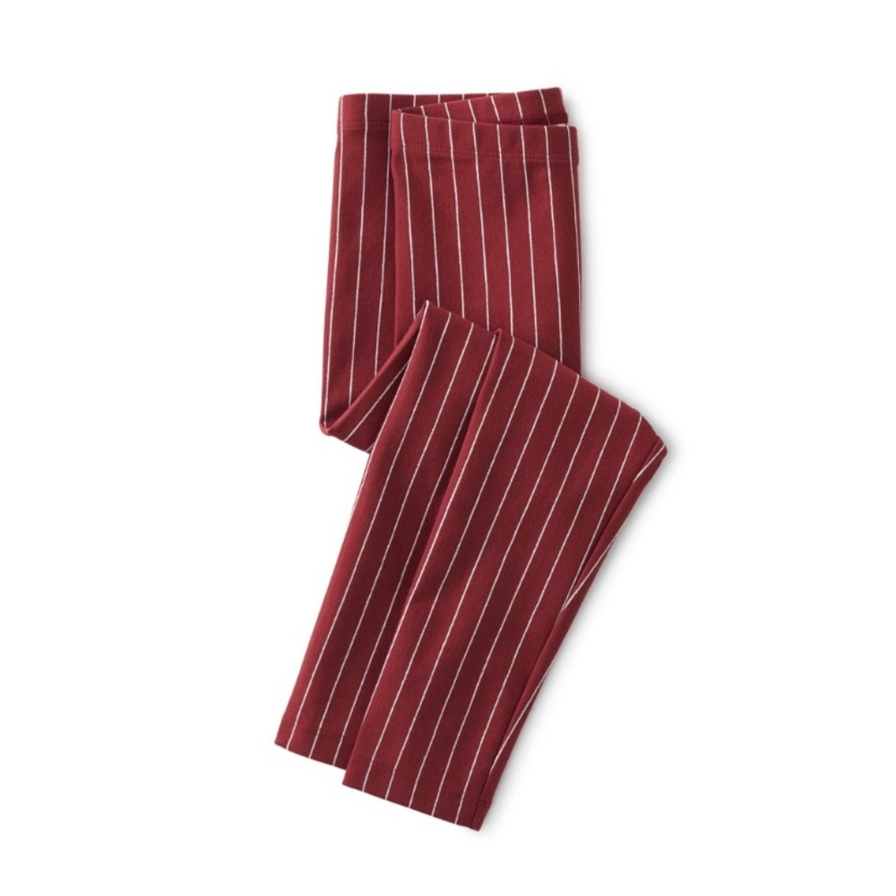 TEA COLLECTION Metallic Striped Leggings Sangria Red